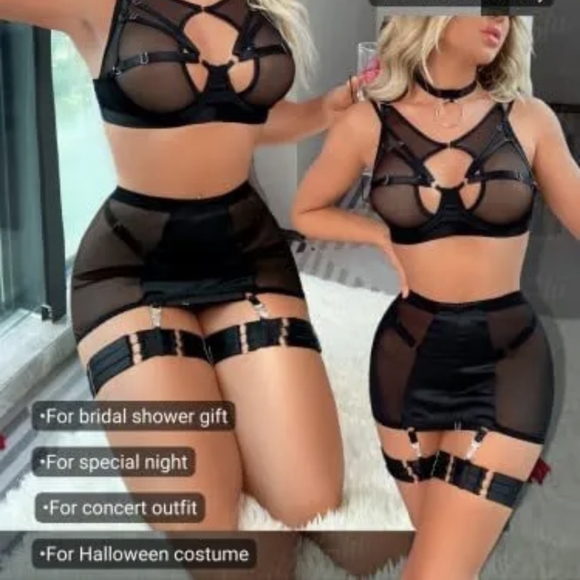 Sexy Women's Lingerie Teddy Babydoll Bra and Short Skirt with Garter Sleepwear - Picture 12 of 16